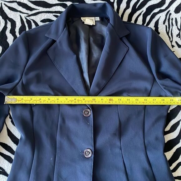 Vintage Karin Morgan two button up polyester women blue blazer jacket size 9/10 - Picture 12 of 15